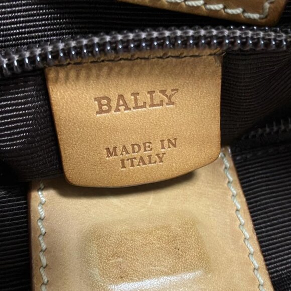 BALLY Light Brown Khaki Multi Canvas Leather Shoulder Bag - Picture 7 of 8